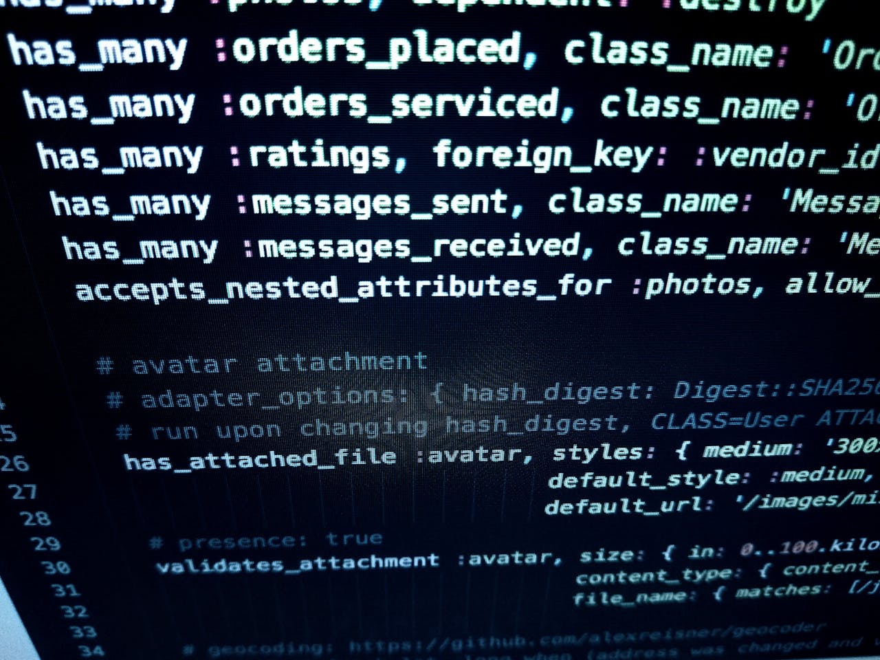 Close-up image featuring detailed programming code on a computer screen, ideal for tech-related themes.